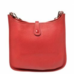 Hermes Rouge Vif Togo Leather Evelyne I PM Bag For Women -Deals Hermes Store luxury women hermes used handbags p408156 008