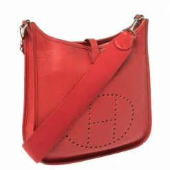 Hermes Rouge Vif Togo Leather Evelyne I PM Bag For Women -Deals Hermes Store luxury women hermes used handbags p408156 010