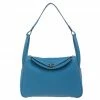 Hermes Blue Clemence Leather Lindy Bag 30 For Women