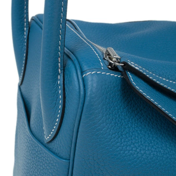 Hermes Blue Clemence Leather Lindy Bag 30 For Women 9 Hermes Blue Clemence Leather Lindy Bag 30 For Women - Image 7