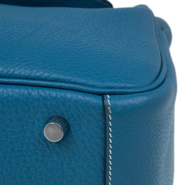 Hermes Blue Clemence Leather Lindy Bag 30 For Women 14 Hermes Blue Clemence Leather Lindy Bag 30 For Women - Image 12