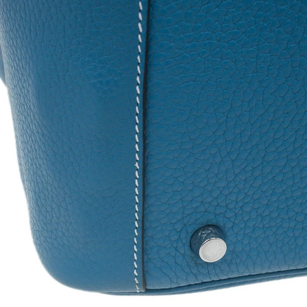 Hermes Blue Clemence Leather Lindy Bag 30 For Women 15 Hermes Blue Clemence Leather Lindy Bag 30 For Women - Image 13