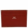 Hermes Hermés Brique/Vert Foncé Epson Leather Citizen Twill Card Holder For Women -Deals Hermes Store luxury women hermes used handbags p410102 001