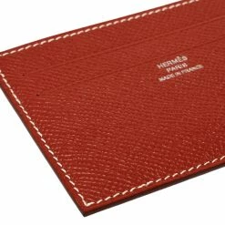 Hermes Hermés Brique/Vert Foncé Epson Leather Citizen Twill Card Holder For Women -Deals Hermes Store luxury women hermes used handbags p410102 006