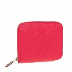 Hermes Bougainvillea Epsom Calfskin Silk'In Compact Wallet For Women -Deals Hermes Store luxury women hermes used handbags p411285 002
