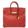 Hermes Rouge Vif Epsom Leather Gold Hardware HAC Birkin 32 Bag For Women