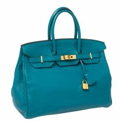 Hermes Cobalt Taurillion Clemence Leather Gold Hardware Birkin 35 Bag For Women -Deals Hermes Store luxury women hermes used handbags p411506 006