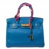 Hermes Blue Birkin Izmir Clemence Leather Gold Hardware Birkin 30 Bag With Twilly For Women 2 Hermes Blue Birkin Izmir Clemence Leather Gold Hardware Birkin 30 Bag With Twilly For Women -Deals Hermes Store luxury women hermes used handbags p411574 025