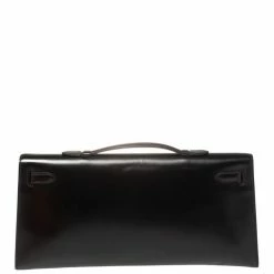 Hermes Black Box Calf Leather Palladium Hardware Kelly Longue Clutch 34 For Women -Deals Hermes Store luxury women hermes used handbags p411580 003