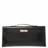 Hermes Black Box Calf Leather Palladium Hardware Kelly Longue Clutch 34 For Women -Deals Hermes Store luxury women hermes used handbags p411580 007