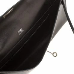 Hermes Black Box Calf Leather Palladium Hardware Kelly Longue Clutch 34 For Women -Deals Hermes Store luxury women hermes used handbags p411580 015