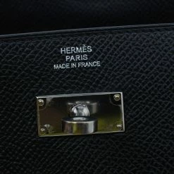 Hermes Black Grain D'H Leather Palladium Plated Kelly Wallet For Women -Deals Hermes Store luxury women hermes used handbags p41242 013