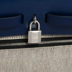 Hermes Black/Blue Sapphire Coated Canvas And Leather Limited Edition Herbag Zip 31 Bag For Women -Deals Hermes Store luxury women hermes used handbags p413424 008