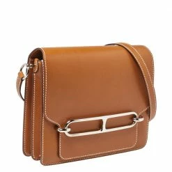 Hermes Natural Sable Veau Butler Leather Palladium Hardware Roulis 24 Bag For Women -Deals Hermes Store luxury women hermes used handbags p413525 003