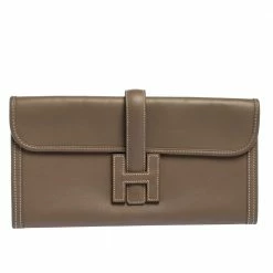 Hermes Etoupe Swift Leather Elan Jige 29 Clutch For Women