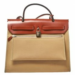 Hermes Toile Trench Vache Hunter Leather Herbag Zip 31 Bag For Women -Deals Hermes Store luxury women hermes used handbags p415171 003
