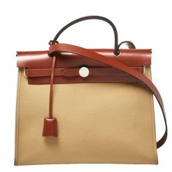 Hermes Toile Trench Vache Hunter Leather Herbag Zip 31 Bag For Women