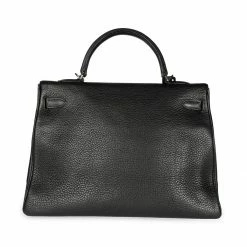 Hermes Black Clemence Leather Kelly Retourne 35 Bag For Women -Deals Hermes Store luxury women hermes used handbags p415662 006
