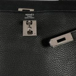 Hermes Black Clemence Leather Kelly Retourne 35 Bag For Women -Deals Hermes Store luxury women hermes used handbags p415662 009
