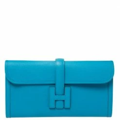 Hermes Hermés Bleu Zanzibar Chevre Leather Elan Jige 29 Clutch For Women