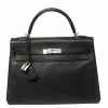 Hermes Hermés Noir Togo Leather Palladium Hardware Kelly Retourne 32 Bag For Women -Deals Hermes Store luxury women hermes used handbags p416438 003