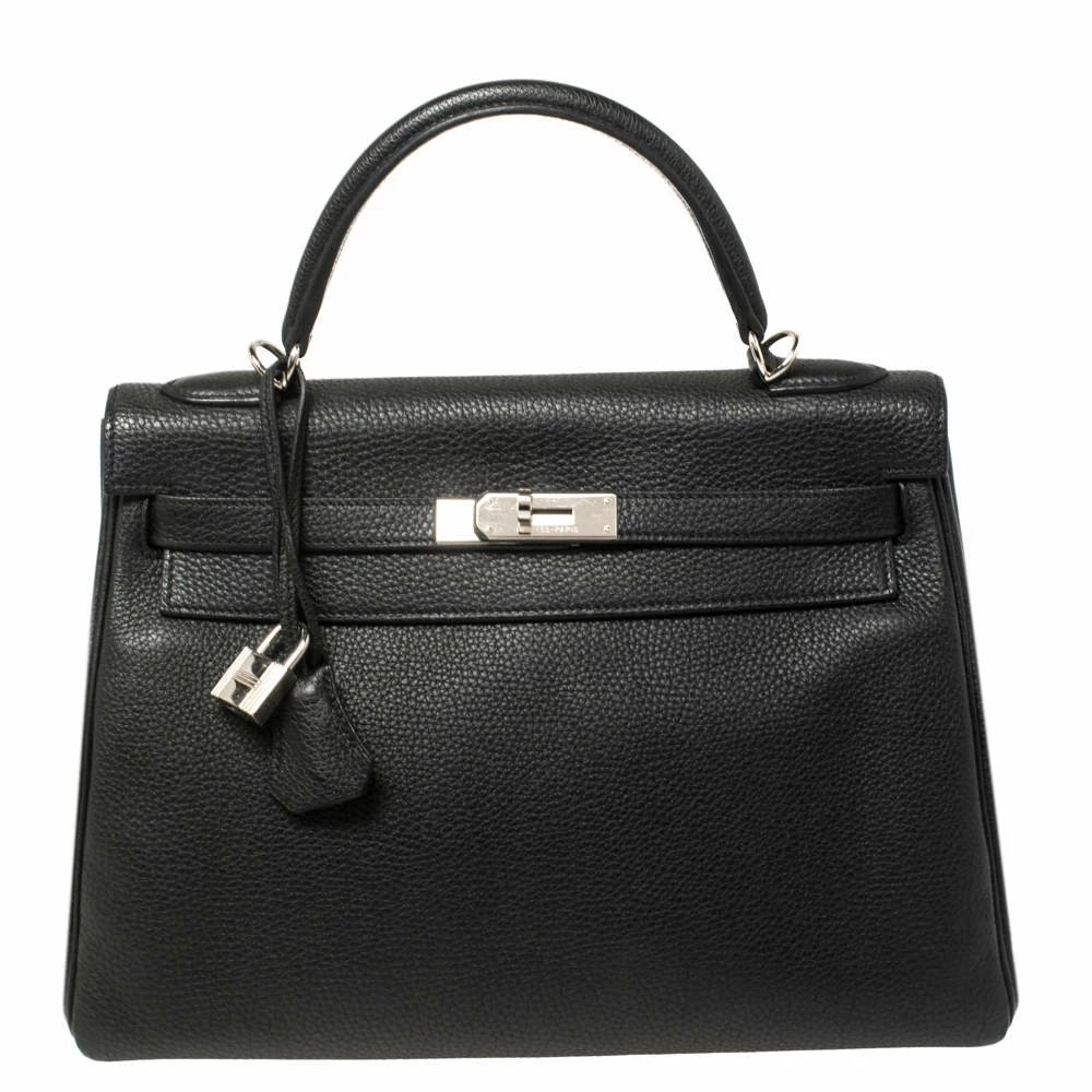 Hermes Hermés Noir Togo Leather Palladium Hardware Kelly Retourne 32 Bag For Women 3 Hermes Hermés Noir Togo Leather Palladium Hardware Kelly Retourne 32 Bag For Women