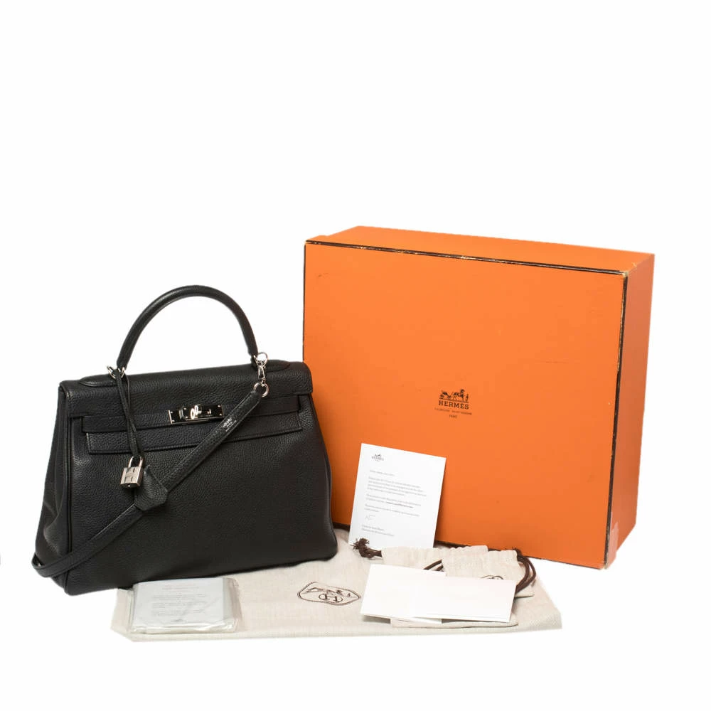 Hermes Hermés Noir Togo Leather Palladium Hardware Kelly Retourne 32 Bag For Women 12 Hermes Hermés Noir Togo Leather Palladium Hardware Kelly Retourne 32 Bag For Women - Image 10