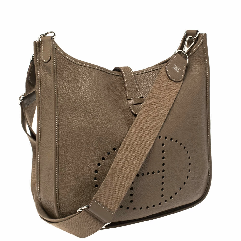 Hermes Etoupe Togo Leather Evelyne III GM Bag For Women 5 Hermes Etoupe Togo Leather Evelyne III GM Bag For Women - Image 3