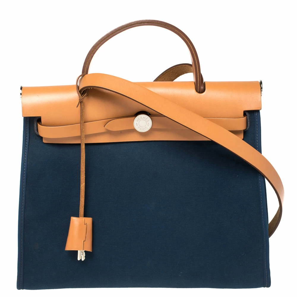 Hermes Bleu De Malte/Natural Canvas And Leather Herbag Zip 31 Bag For Women 3 Hermes Bleu De Malte/Natural Canvas And Leather Herbag Zip 31 Bag For Women