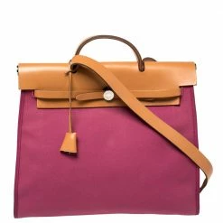 Hermes Tosca/Natural Canvas And Leather Herbag Zip 39 Bag For Women