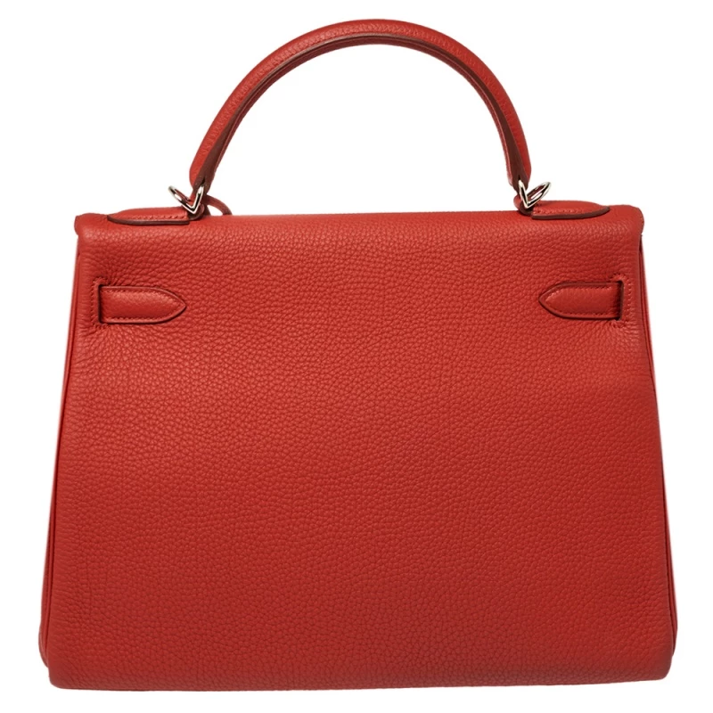 Hermes Rouge Piment Togo Leather Palladium Hardware Kelly Retourne 32 Bag For Women 6 Hermes Rouge Piment Togo Leather Palladium Hardware Kelly Retourne 32 Bag For Women - Image 4