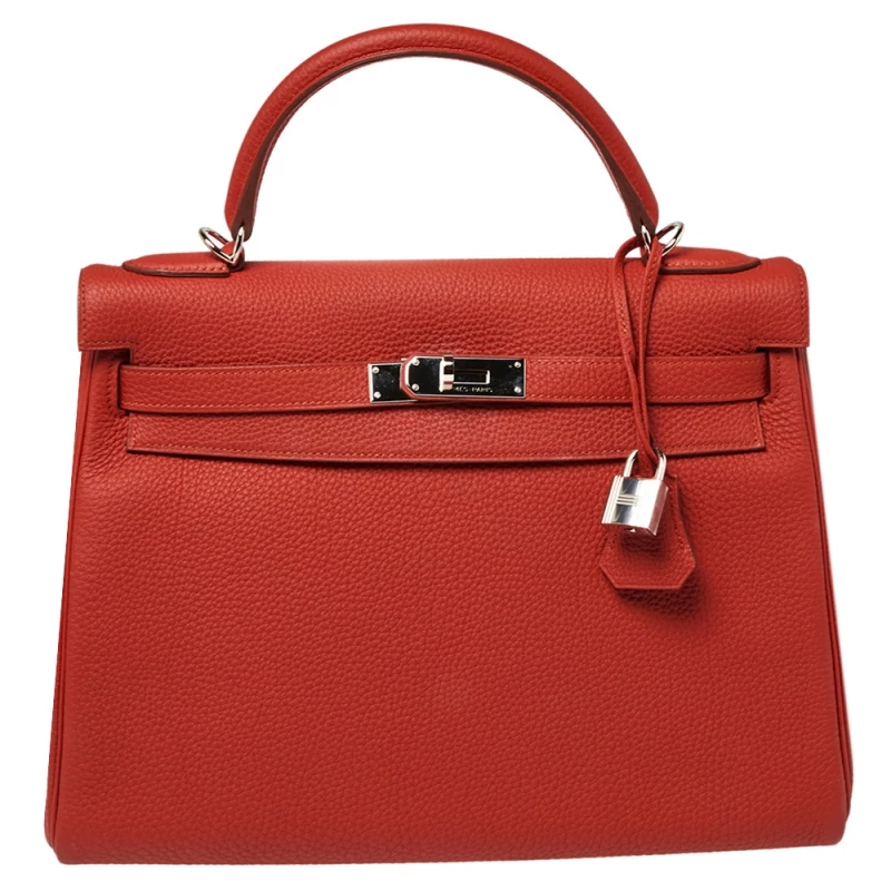 Hermes Rouge Piment Togo Leather Palladium Hardware Kelly Retourne 32 Bag For Women 3 Hermes Rouge Piment Togo Leather Palladium Hardware Kelly Retourne 32 Bag For Women