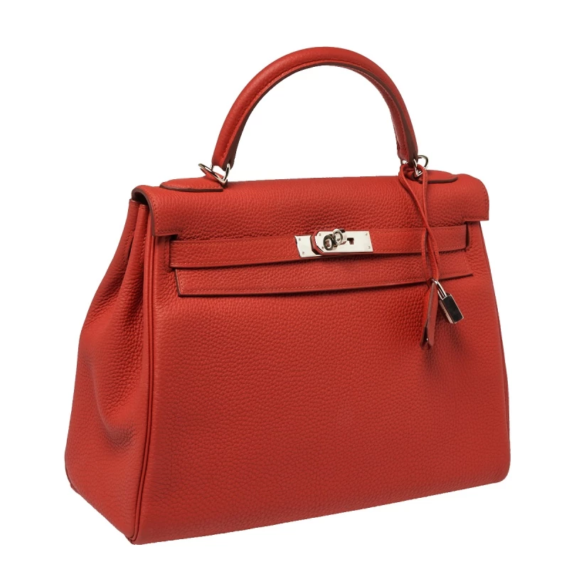 Hermes Rouge Piment Togo Leather Palladium Hardware Kelly Retourne 32 Bag For Women 5 Hermes Rouge Piment Togo Leather Palladium Hardware Kelly Retourne 32 Bag For Women - Image 3