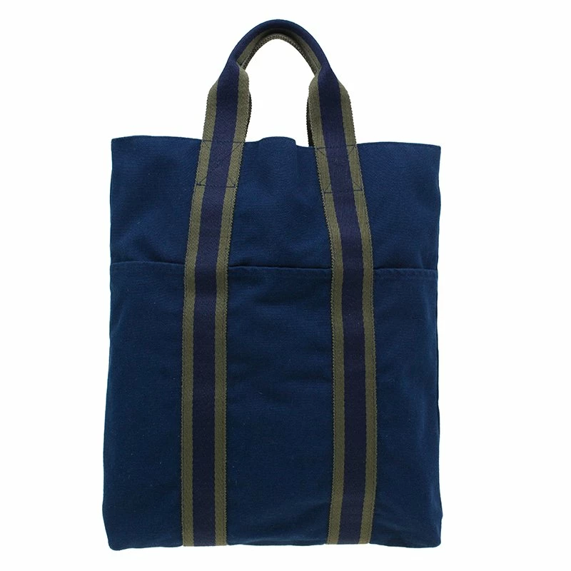 Hermes Navy Blue Canvas Fourre Tout Shopping Tote Bag For Women 3 Hermes Navy Blue Canvas Fourre Tout Shopping Tote Bag For Women