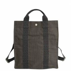 Hermes Black Canvas Herline Backpack For Women