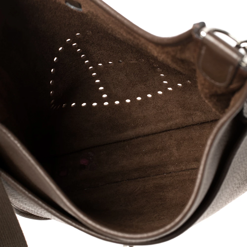 Hermes Chocolat Togo Leather Evelyne III PM Bag For Women 9 Hermes Chocolat Togo Leather Evelyne III PM Bag For Women - Image 7