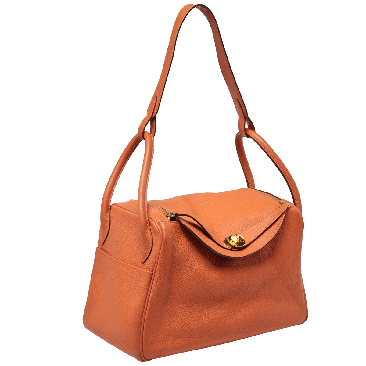 Hermes Orange Taurillon Clemence Leather Lindy 30 Bag For Women 5 Hermes Orange Taurillon Clemence Leather Lindy 30 Bag For Women - Image 3