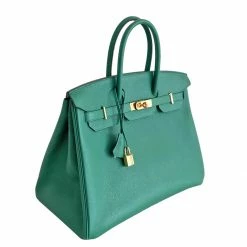 Hermes Hermès Vert Vertigo Epsom Birkin 35 Bag For Women -Deals Hermes Store luxury women hermes used handbags p423921 003