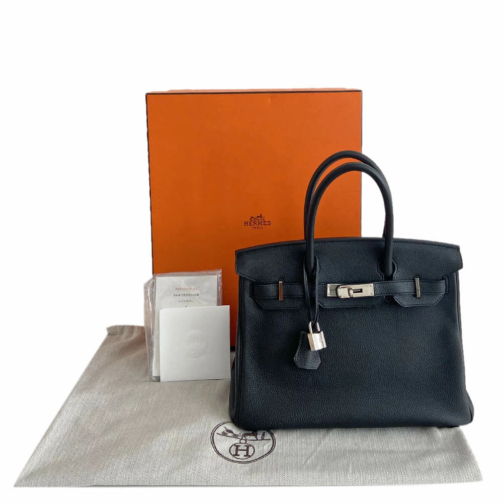Hermes Hermès Black Taurillon Clemence Birkin 30 Bag For Women 10 Hermes Hermès Black Taurillon Clemence Birkin 30 Bag For Women - Image 8