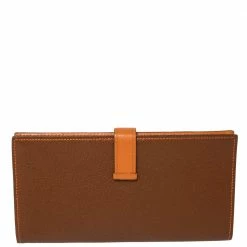 Hermes Noisette/Orange Chevre Leather Bearn Gusset Wallet For Women -Deals Hermes Store luxury women hermes used handbags p426471 004