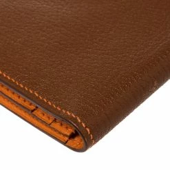 Hermes Noisette/Orange Chevre Leather Bearn Gusset Wallet For Women -Deals Hermes Store luxury women hermes used handbags p426471 012