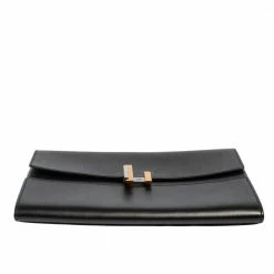 Hermes Noir Veau Villandry Leather Cinhetic Clutch For Women -Deals Hermes Store luxury women hermes used handbags p426508 011