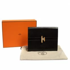 Hermes Noir Veau Villandry Leather Cinhetic Clutch For Women -Deals Hermes Store luxury women hermes used handbags p426508 016