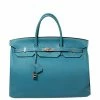 Hermes Blue Jean Togo Leather Palladium Hardware Birkin 40 Bag For Women