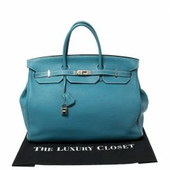 Hermes Blue Jean Togo Leather Palladium Hardware Birkin 40 Bag For Women -Deals Hermes Store luxury women hermes used handbags p428197 005