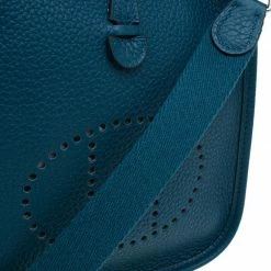 Hermes Blue De Presse Clemence Evelyne II TPM Bag For Women -Deals Hermes Store luxury women hermes used handbags p42839 008
