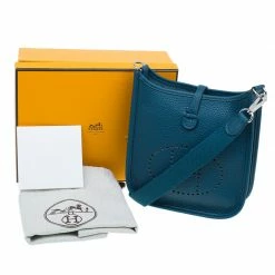 Hermes Blue De Presse Clemence Evelyne II TPM Bag For Women -Deals Hermes Store luxury women hermes used handbags p42839 016