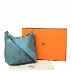 Hermes Ciel Epsom Leather Evelyne I PM Bag For Women -Deals Hermes Store luxury women hermes used handbags p428774 002