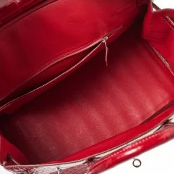 Hermes Hermès Rouge Braise Porosus Crocodile 18K White Gold Encrusted Diamond Birkin 35 Bag For Women -Deals Hermes Store luxury women hermes used handbags p428967 007