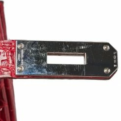 Hermes Hermès Rouge Braise Porosus Crocodile 18K White Gold Encrusted Diamond Birkin 35 Bag For Women -Deals Hermes Store luxury women hermes used handbags p428967 009